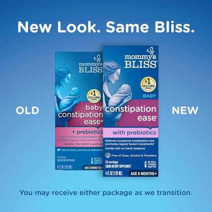 Mommy's Bliss Constipation Ease + Prebiotics, Relieves Occasional Constipation, Gentle & Safe, No Harsh Laxatives, 4 Fl Oz Bottle (Pack of 1)