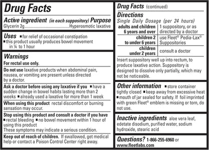 Fleet Laxative Glycerin Suppositories for Adult Constipation, Adult Laxative Jar Aloe vera, 50 Count