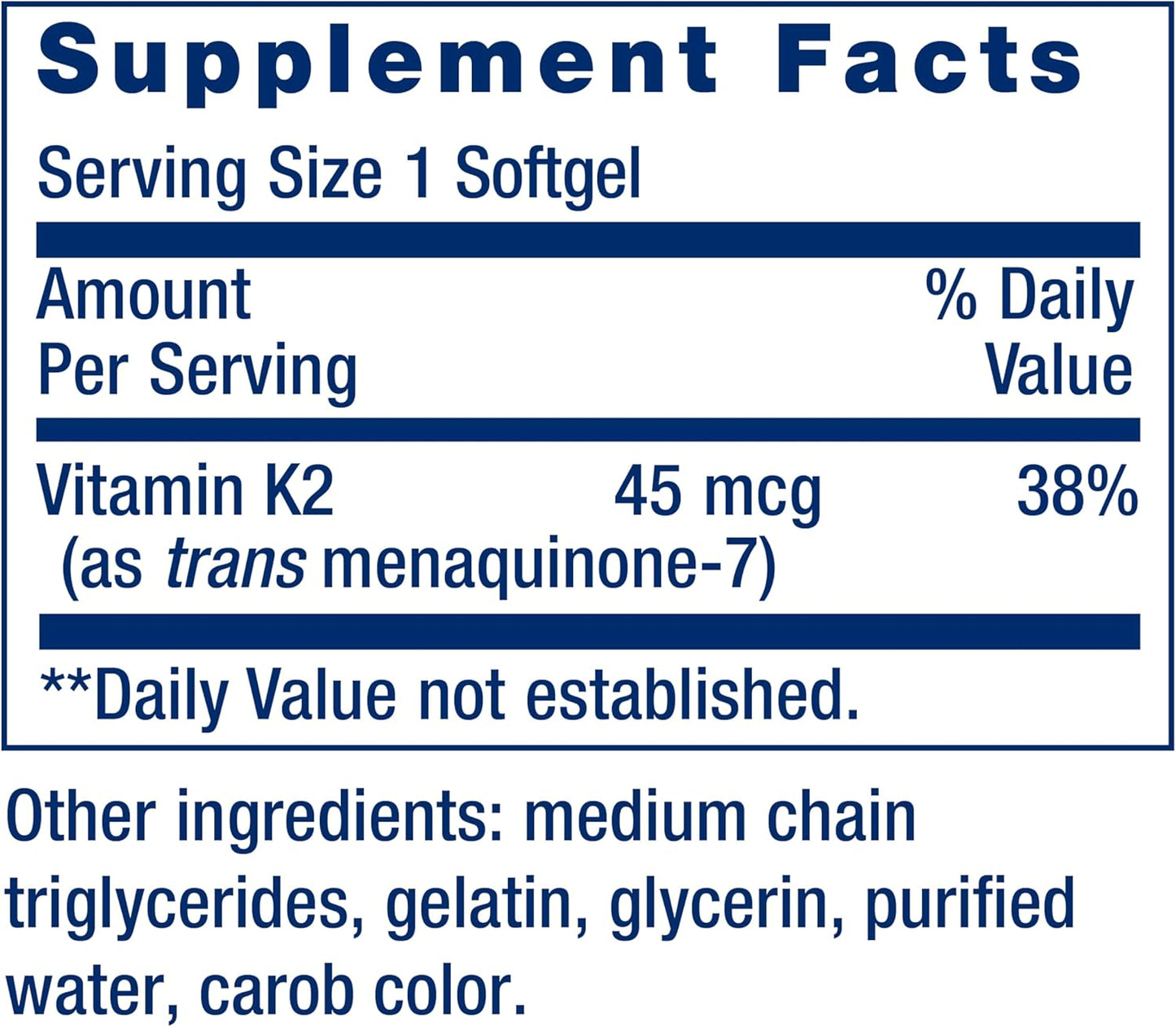 Life Extension Low Dose Vitamin K2 45 mcg  Supports Arterial & Cardiovascular Health  Heart & Bone Health Supplements - Gluten-Free, Non-GMO 90 Softgels