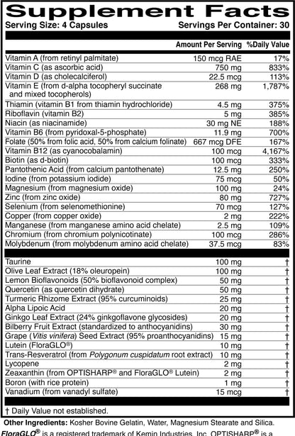MacularProtect Complete All-in-One AREDS 2 Vitamin & Mineral Supplement and Whole Body Multinutrient - 120 Capsules