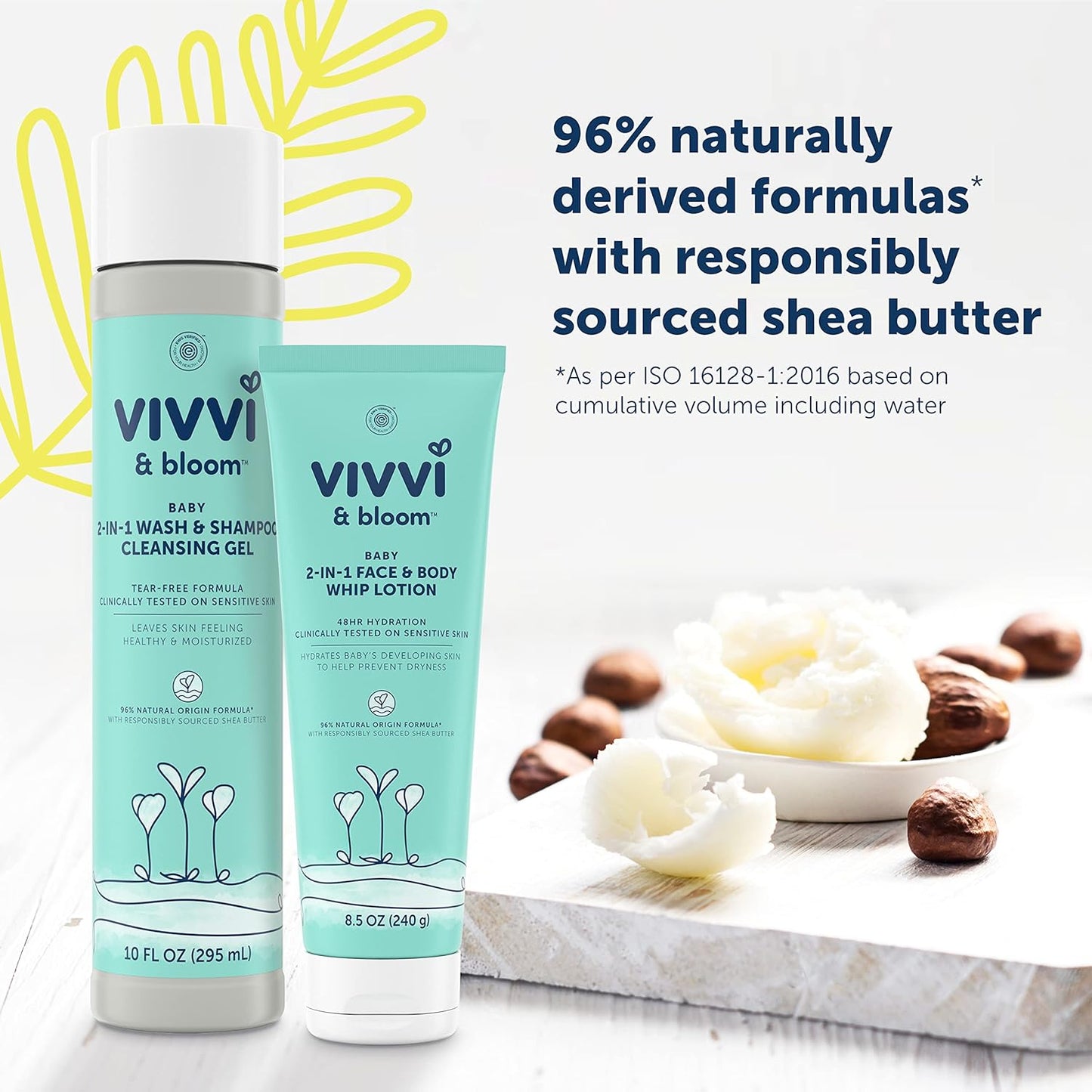 Vivvi & Bloom Gentle 2-in-1 Baby Lotion, Face and Body, for Delicate & Sensitive Baby Skin, Hypoallergenic Lotion Natural Scent, 8.5 oz (Pack of 1)