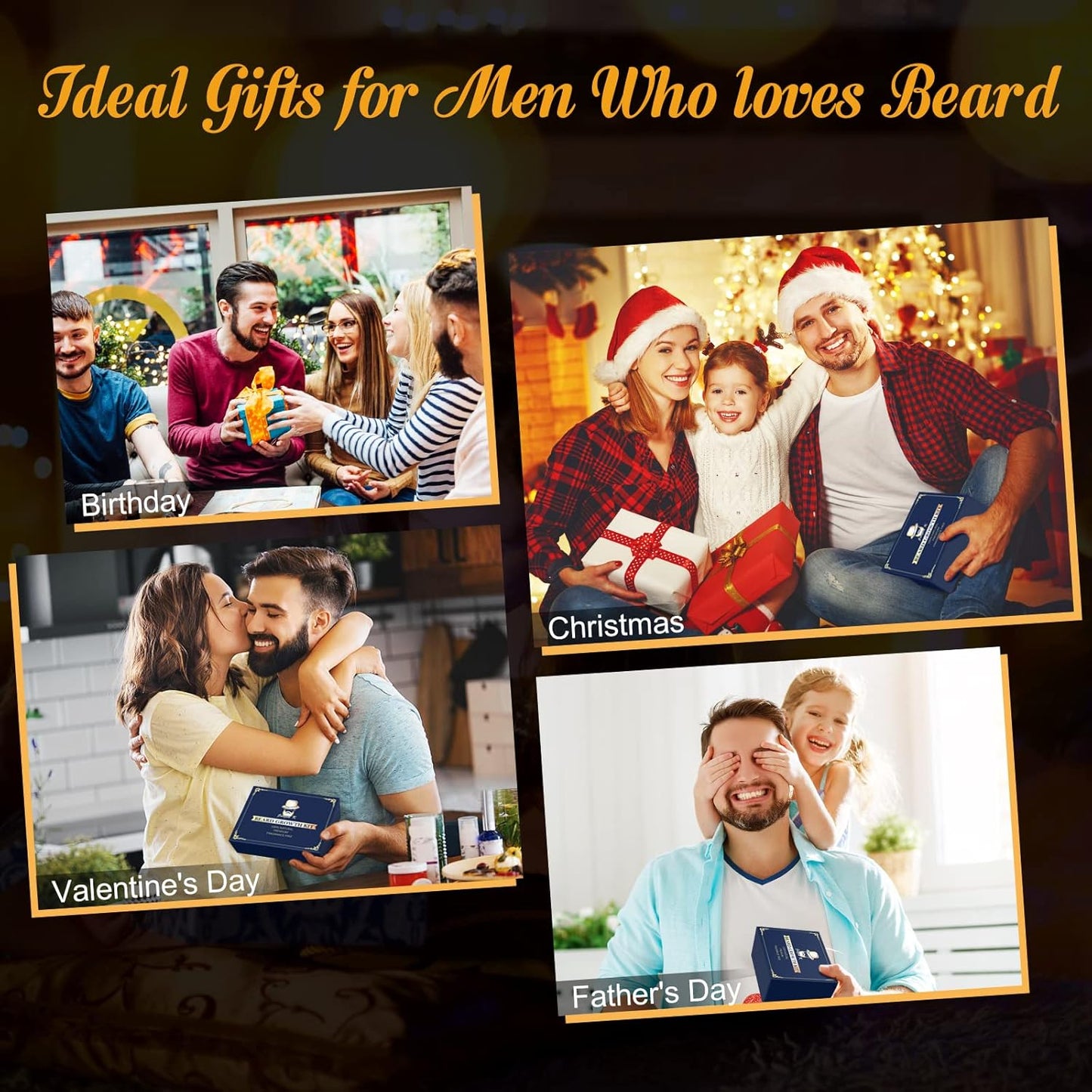 Beard Growth Kit - Beard Kit with Beard Roller, Beard Growth Oil, Beard Wash, Beard Balm, Beard Brush, Comb, Shaving Scissors, Bag, eBook