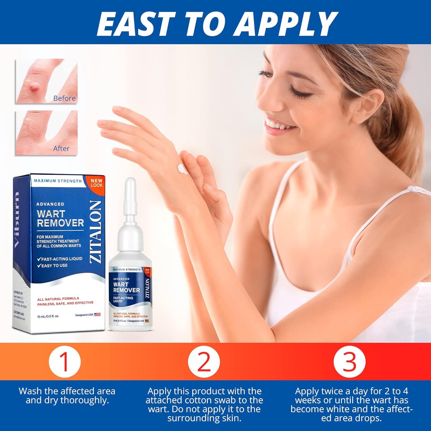 ZITALON Wart Remover, Fast Acting Gel Wart Remover, Plantar Wart Treatment for Feet, Wart Remover Freeze Off, Suitable for All Skin Types