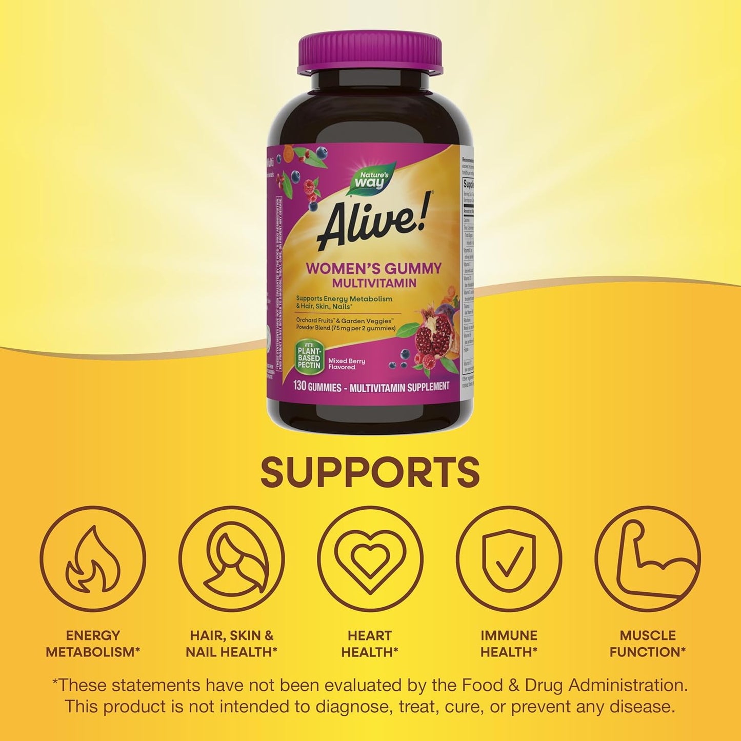 Nature’s Way Alive! Women’s Gummy Multivitamins, Vitamins & Minerals, 130 Gummies