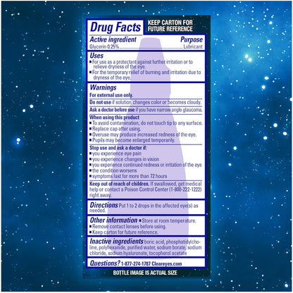 Clear Eyes Nighttime Restoring Eyes Drops, Nighttime Relief Dry Eye Drops, 0.5 Fl Oz