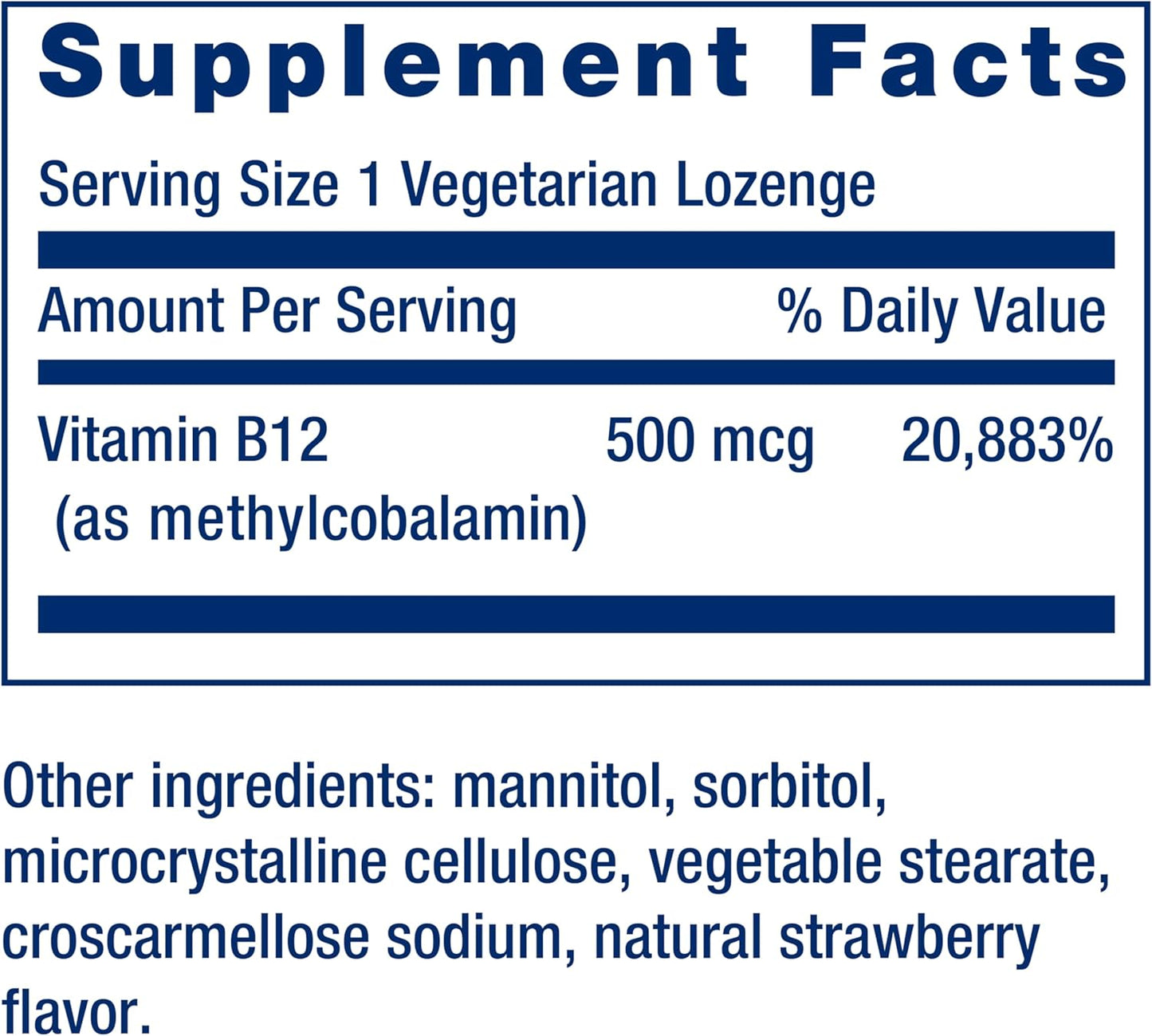 Life Extension Vitamin B12, Methylcobalamin, 500 mcg, 100 Vegetarian Lozenges