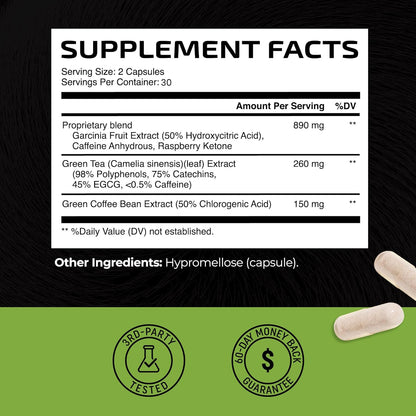 Green Tea Weight Loss Pills for Women & Men | 45% EGCG | Stomach Fat Burner, Metabolism Booster & Appetite Suppressant | Green Tea Fat Burner Diet Pills | Vegan Weight Loss Supplements | 60 Ct