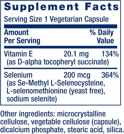 Life Extension Super Selenium Complex 200 mcg & Vitamin E, 100 Vegetarian Capsules