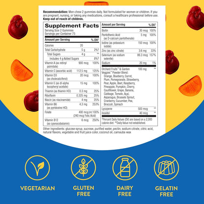 Nature’s Way Alive! Men’s Gummy Multivitamins, High Potency Formula, Supports Whole Body Wellness,* Fruit Flavored, 150 Gummies