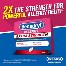 Benadryl Extra Strength Antihistamine Allergy Relief Medicine, 50 mg Diphenhydramine HCl Tablets 24 ct Benadryl