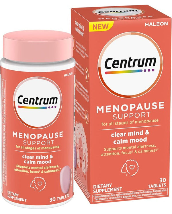 Centrum Clear Mind and Calm Mood Menopause Support Tablets, with Clinically Studied enXtra, 30 Count Centrum