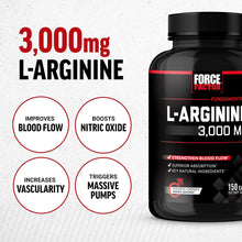 FORCE FACTOR L-Arginine Nitric Oxide Supplement with BioPerine to Help Build Muscle and Support Stronger Blood Flow, Circulation, Nutrient Delivery, and Pumps, L-Arginine 3000mg, 3g, 150 Capsules Force Factor
