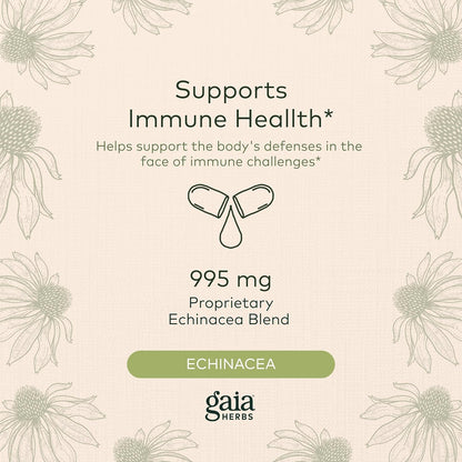 Gaia Herbs Echinacea Supreme - Immune Support Supplement - 60 Vegan Liquid Phyto-Capsules (30-Day Supply)