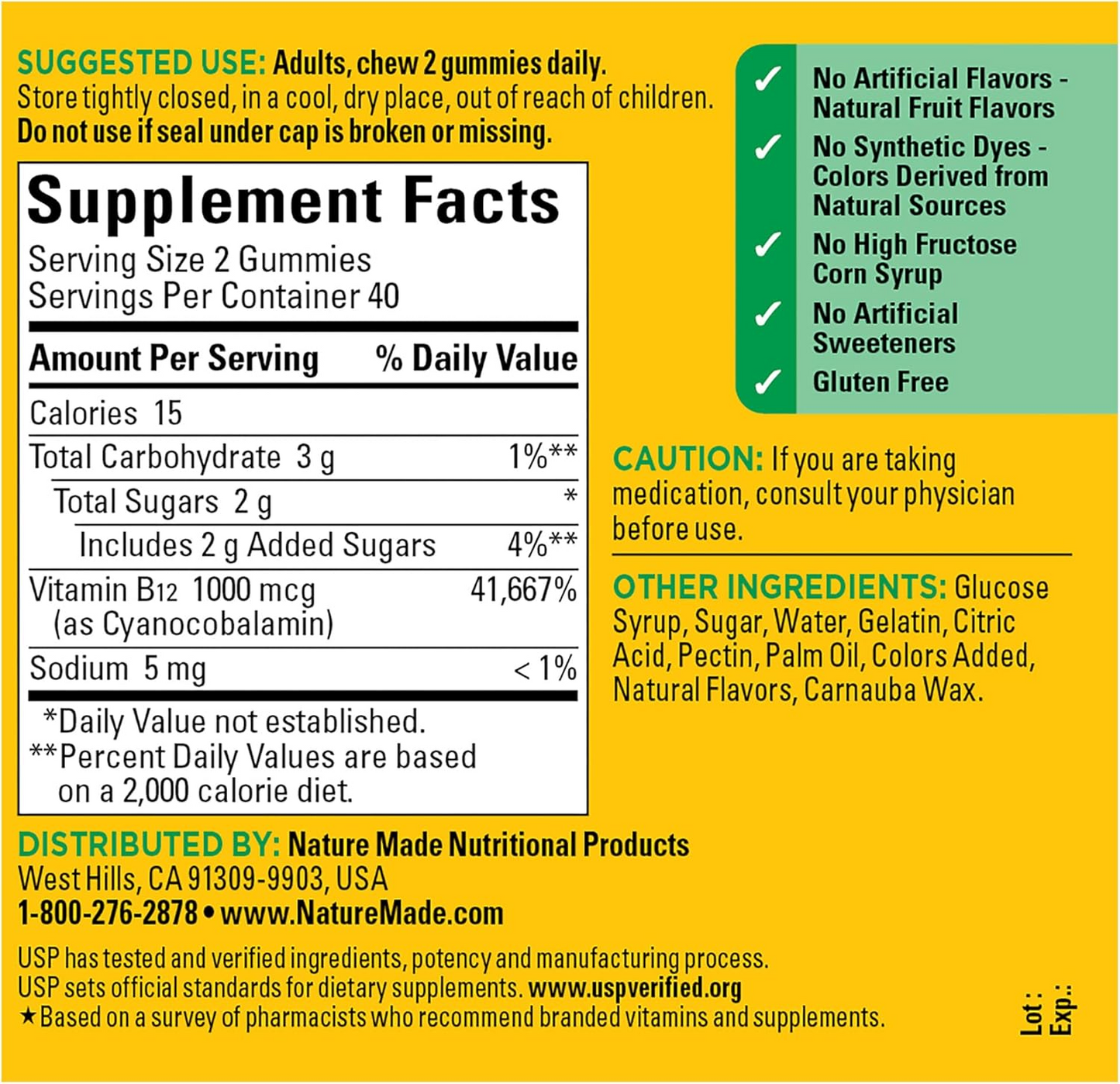 Nature Made Energy B12 1000 mcg, 80 Gummies