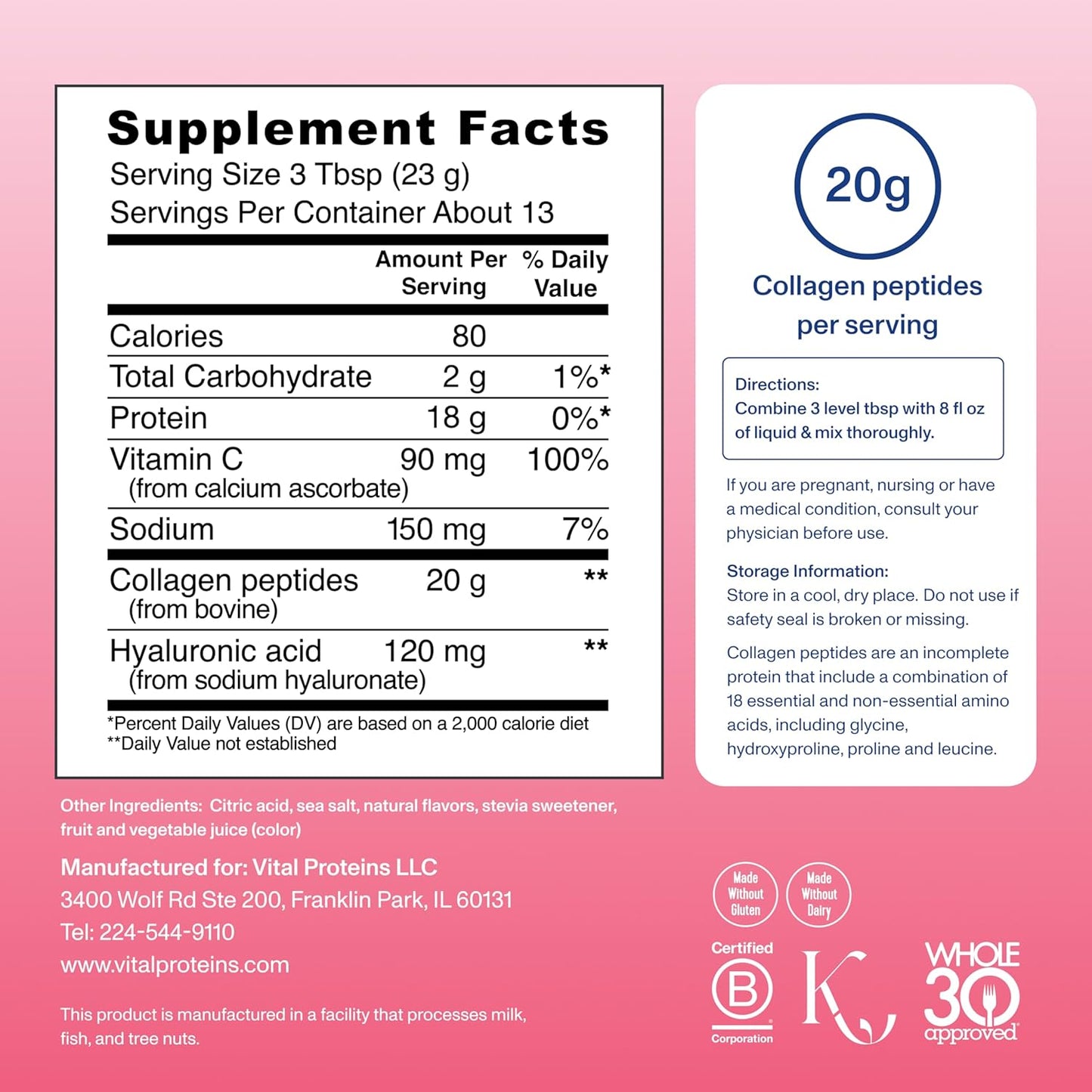 Vital Proteins Collagen Peptides Advanced, Lemon Flavor Powder, 10.5oz