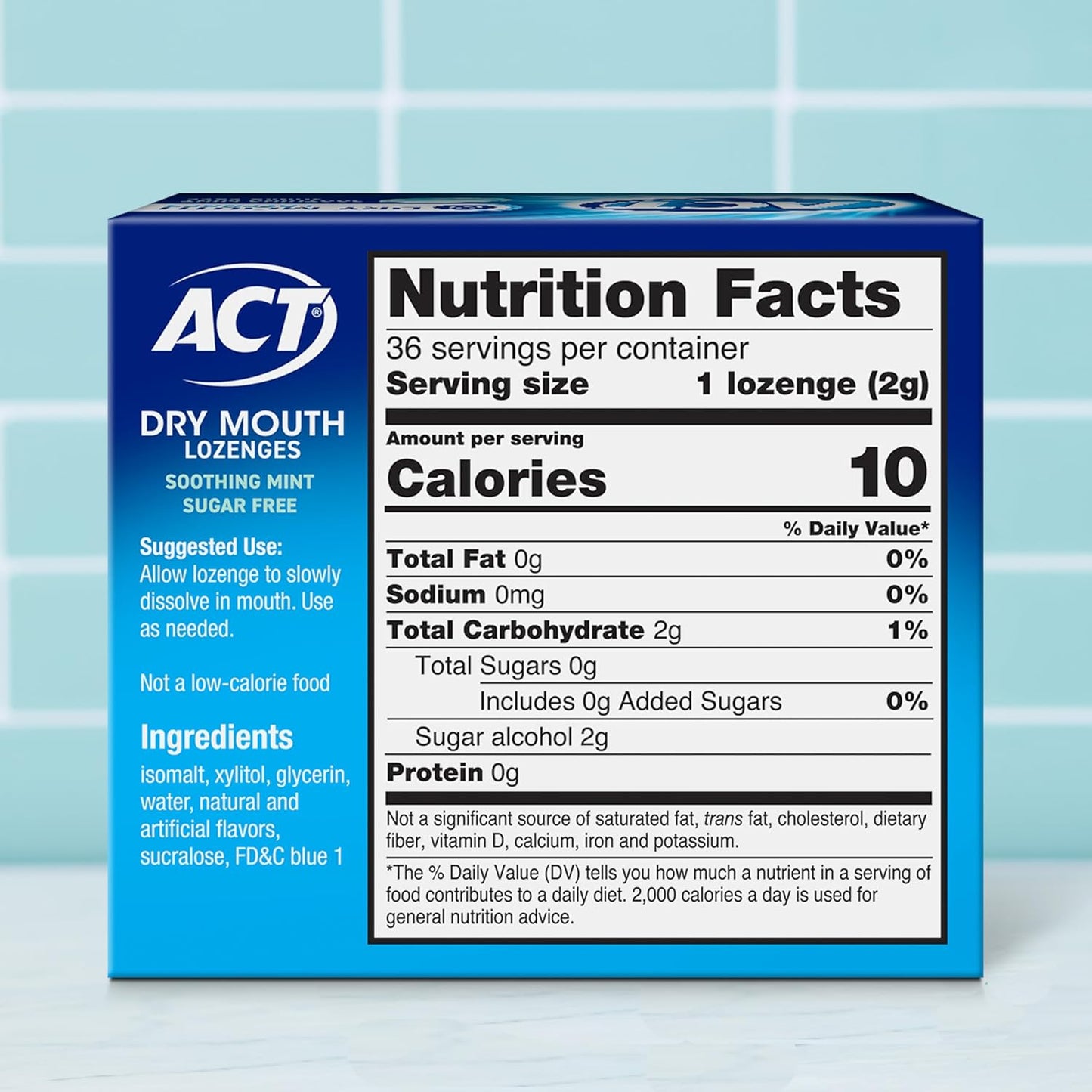 ACT Dry Mouth Lozenges With Xylitol, Soothing Mint, 36 Count