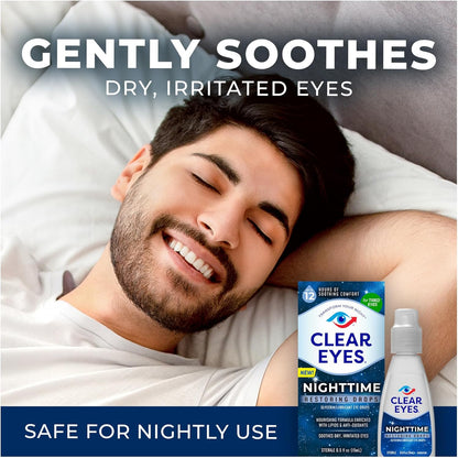 Clear Eyes Nighttime Restoring Eyes Drops, Nighttime Relief Dry Eye Drops, 0.5 Fl Oz
