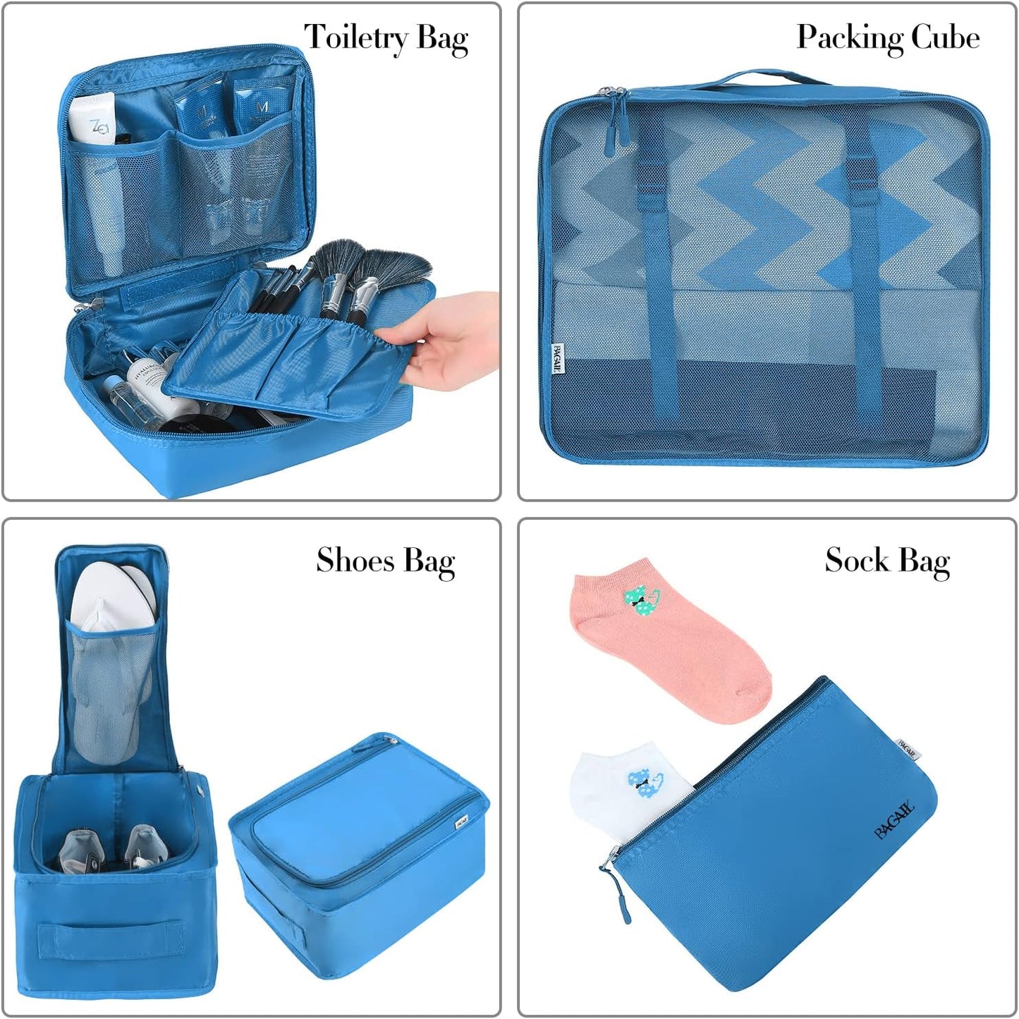 BAGAIL 8 Set Packing Cubes Luggage Packing Organizers for Travel Accessories