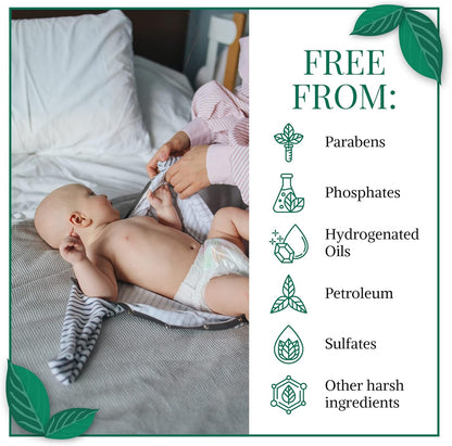 ECOLEAF Butt Cream Symptomatic Rash Relief | Made in the USA with Organic Plant Extracts & Oils | Great for Diaper Rashes, Chafing, Burns, Cuts, Itching | Designed for Babies, Kids, Adults, Athletes