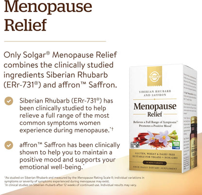 Solgar Menopause Relief - 30 Tablets - Helps Relieve Hot Flashes, Exhaustion, Irritability, Sleep Disturbances & More