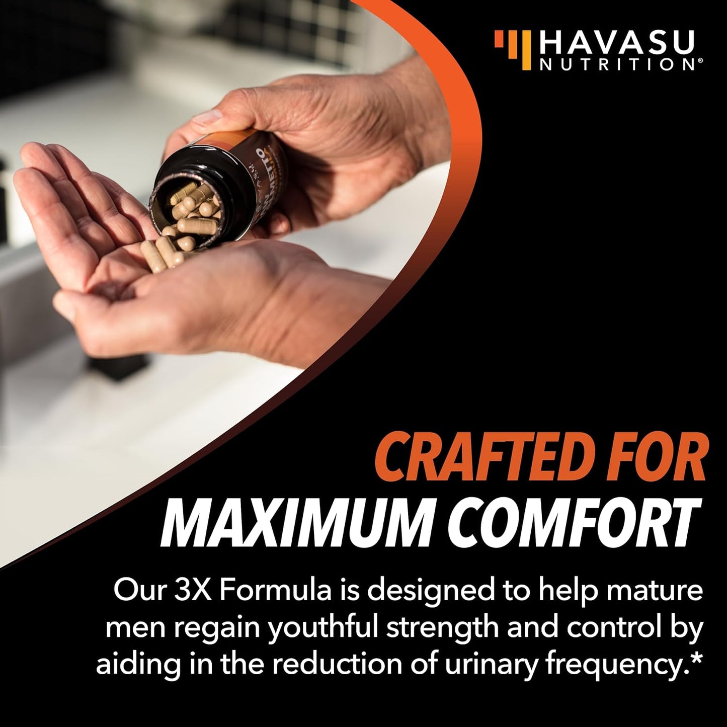 Havasu Nut Palmetto Prostate Supplement for Men | Nettle Seed & Pumpkin Seed Oil Capsules for Potent 3X Formula | Ultimate Prostate & Bladder Support for Older Men | 2 Month Supply with 120 Male Pills