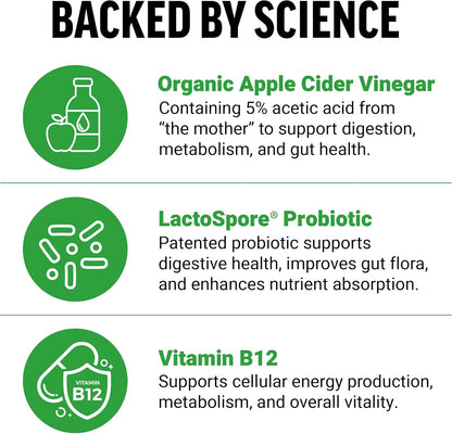 Force Factor ProbioSlim Apple Cider Vinegar Gummies with Organic LactoSpore Probiotics and Prebiotics, 60 Gummies