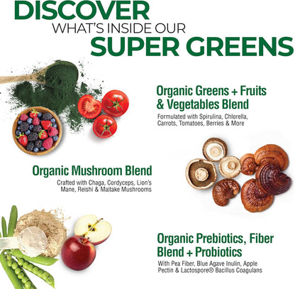 COUNTRY FARMS Super Greens Natural Flavor, 50 Organic Super Foods, 20 Servings, 10.6 Oz