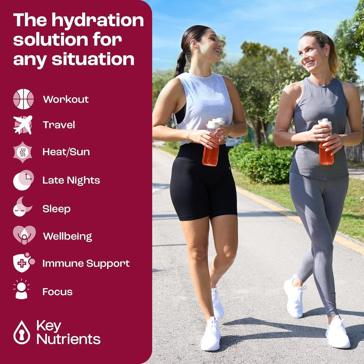 KEY NUTRIENTS Electrolytes Powder No Sugar - Juicy Strawberry-Kiwi Electrolyte Drink Mix - Hydration Powder - No Calories, Gluten Free - Powder and Packets (20, 40 or 90 Servings)