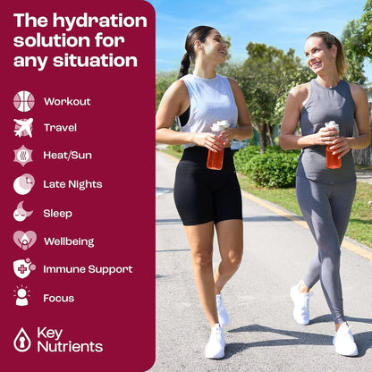 KEY NUTRIENTS Electrolytes Powder No Sugar - Juicy Strawberry-Kiwi Electrolyte Drink Mix - Hydration Powder - No Calories, Gluten Free - Powder and Packets (20, 40 or 90 Servings)