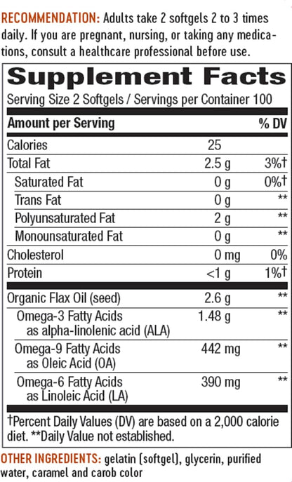 Nature's Way Flax Oil Max Strength Supports Heart Health, 200 Softgels