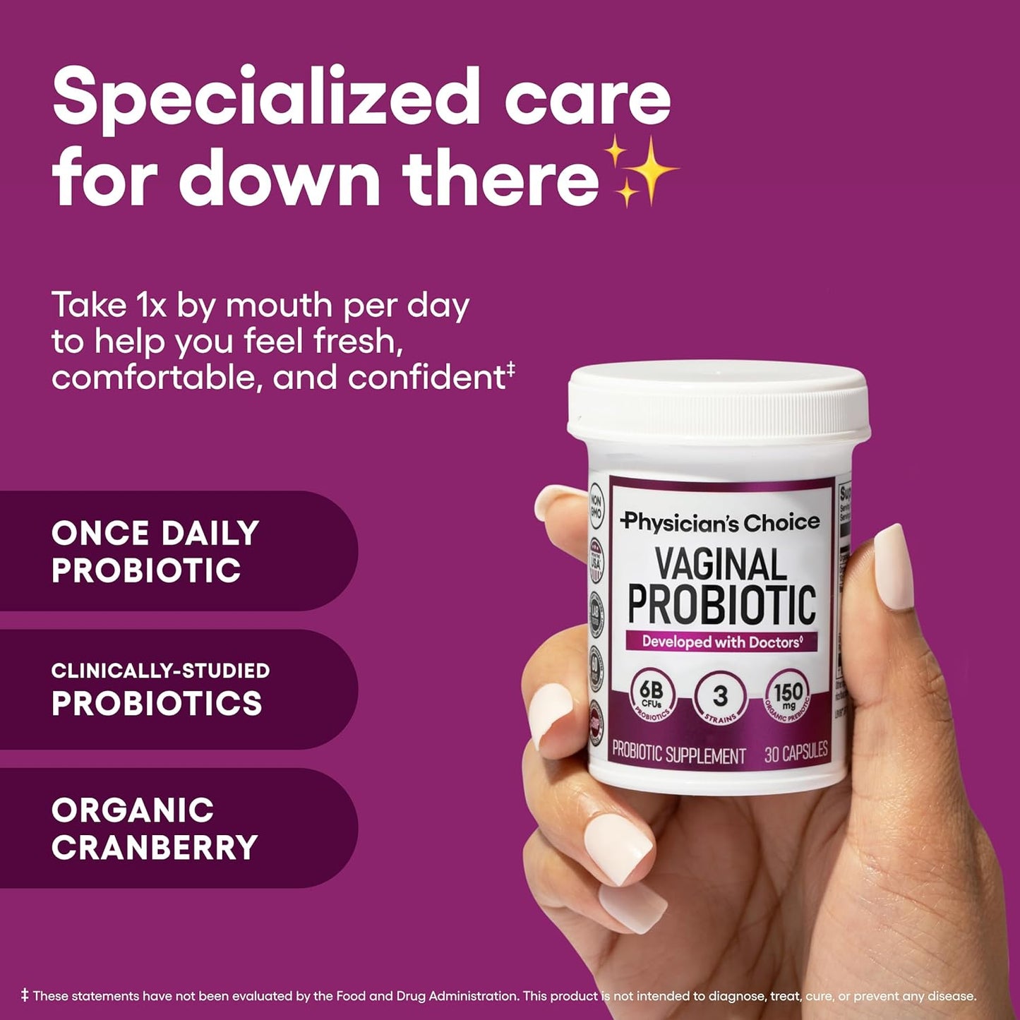 Physician's CHOICE Vaginal Probiotics (6 billion CFU) for Women - 30 capsules