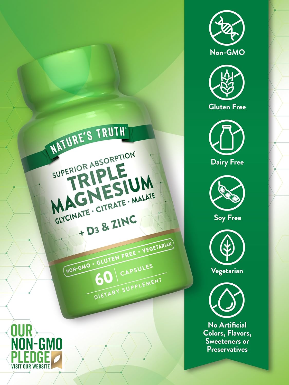Nature's Truth Triple Magnesium Complex Supplement | 100 Capsules