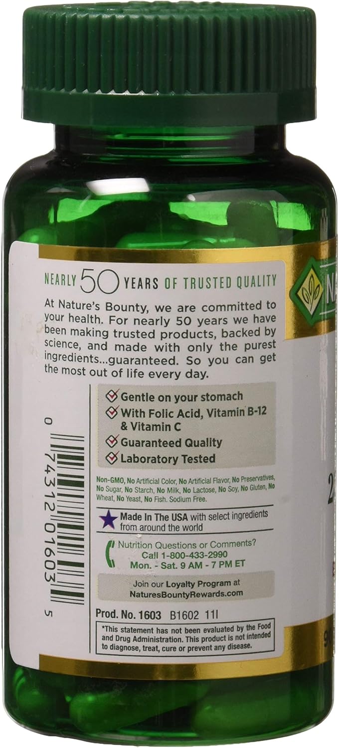 Nature's Bounty Gentle Iron 28 mg Capsules 90 Capsules