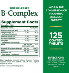 Nature's Bounty, Time Released B-Complex with Folic Acid Plus Vitamin C, 125 Coated Tablets Nature's Bounty