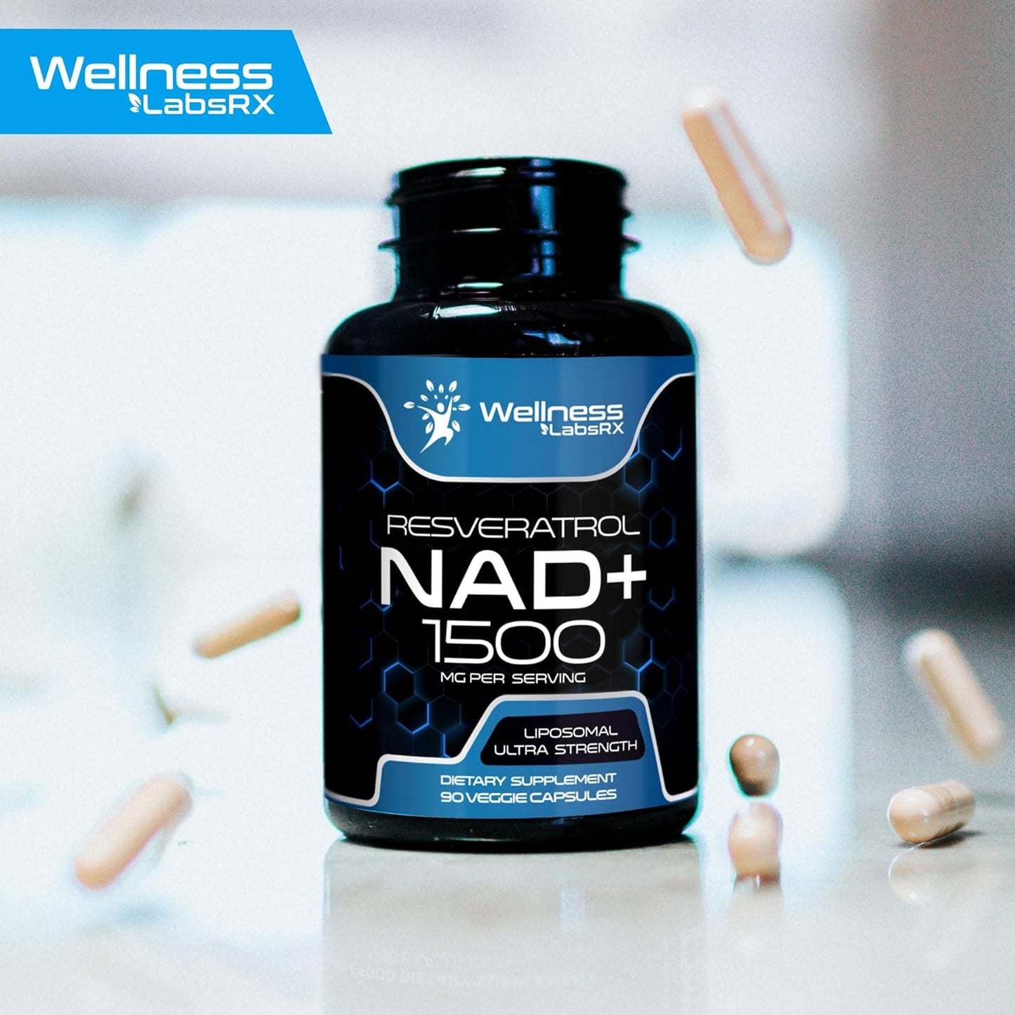 Wellness Labsrx NAD+ Supplement 1500mg with Resveratrol, 90 caps