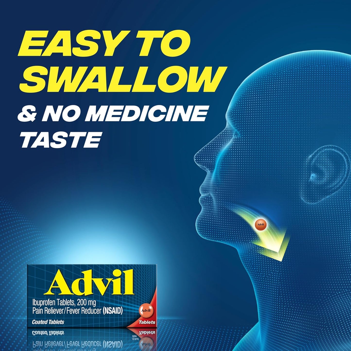 Advil Coated Caplets Pain Reliever and Fever Reducer Ibuprofen 200mg, 24 Count