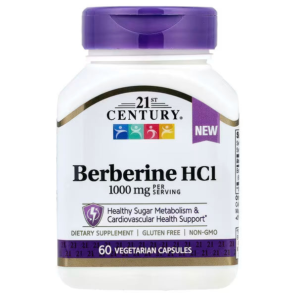 21st Century Berberine HCl 1000 mg Per Serving, 60 Count