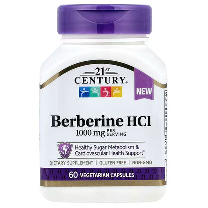 21st Century Berberine HCl 1000 mg Per Serving, 60 Count