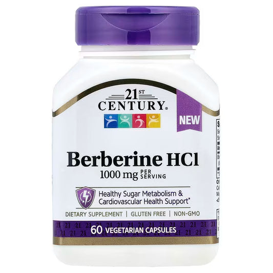 21st Century Berberine HCl 1000 mg Per Serving, 60 Count