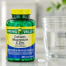 Spring Valley Calcium, Magnesium & Zinc Plus Vitamin D3 Coated Caplets, 250 Count Spring Valley