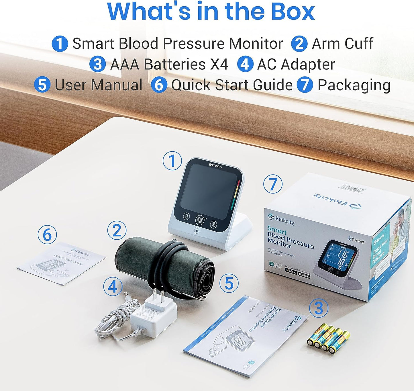 Etekcity Blood Pressure Monitors for Home Use, Machine by Etekcity, FSA HSA Approved Products, Adjustable Cuff Large Upper Arm Friendly, Smart Unlimited Memories in App, Dual Power Sources