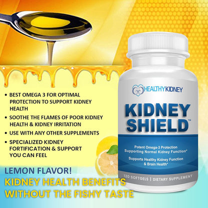 Kidney Shield 120 Caps Kidney Supplement to Support Normal Kidney Function and Support Kidney Health for Kidney Cleanse Omega 3