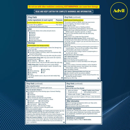 Advil Dual Action With Acetaminophen Pain and Headache Reliever Ibuprofen, Coated Tablets, 72 Count