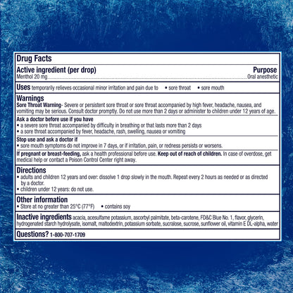 Vicks Vapocool Severe Medicated Sore Throat Drops, Menthol, Winterfrost Flavor, 45 Ct