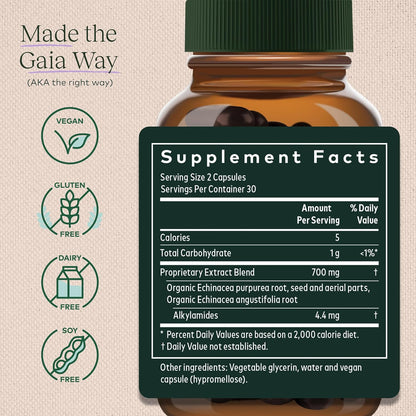 Gaia Herbs Echinacea Supreme - Immune Support Supplement - 60 Vegan Liquid Phyto-Capsules (30-Day Supply)