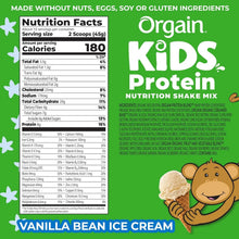 Orgain Kids Protein Powder Shake Mix, Vanilla Bean Ice Cream - 8g Dairy Protein, 22 Vitamins & Minerals, Fruit & Vegetable Blend, Gluten Free, No Soy Ingredients, Add Nutrients to Kids Snacks - 1lb Orgain