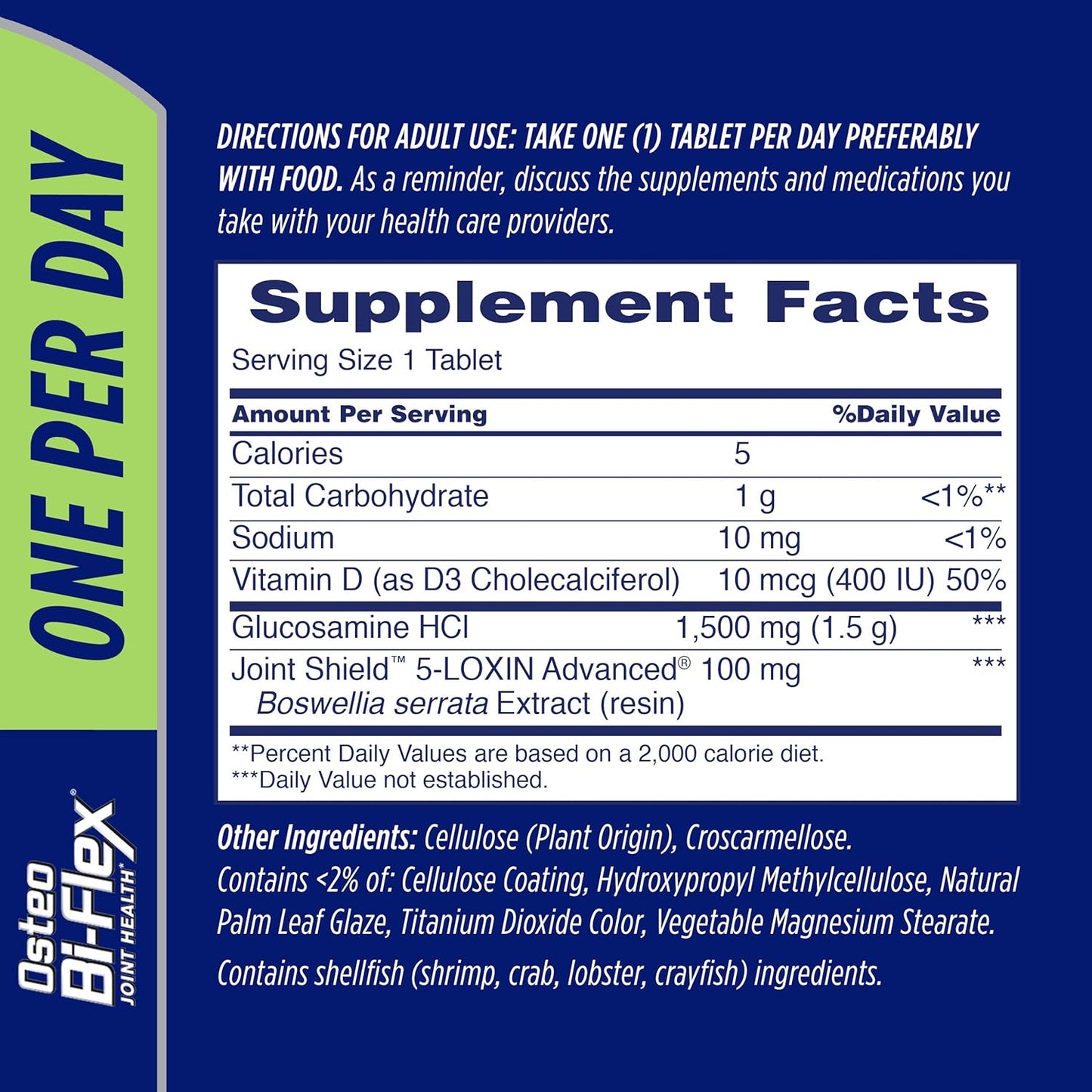 Osteo Bi-Flex One Per Day, Glucosamine Joint Health Supplement with Vitamin D, Coated Tablets, 60 Count