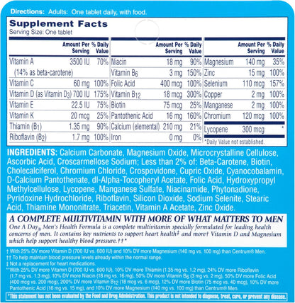 One A Day Men's Multivitamin Tablets, Multivitamins for Men, 60 Ct