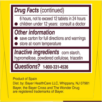 Aspirin 325mg Coated Tablets, #1 Doctor Recommended Aspirin Brand, Pain Reliever and Fever Reducer, 24 Count