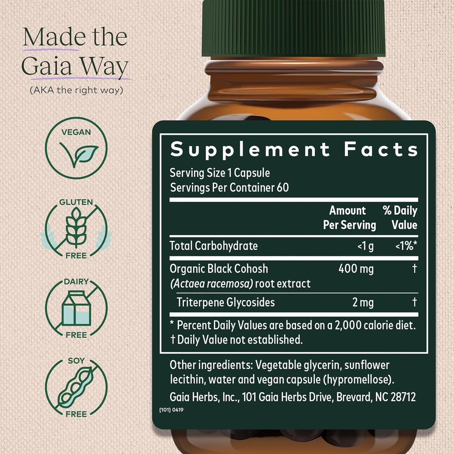Gaia Herbs Black Cohosh - Menopause Support Supplement to Help Maintain Hormone Balance and Health for Women - with Organic Black Cohosh - 60 Vegan Liquid Phyto-Capsules